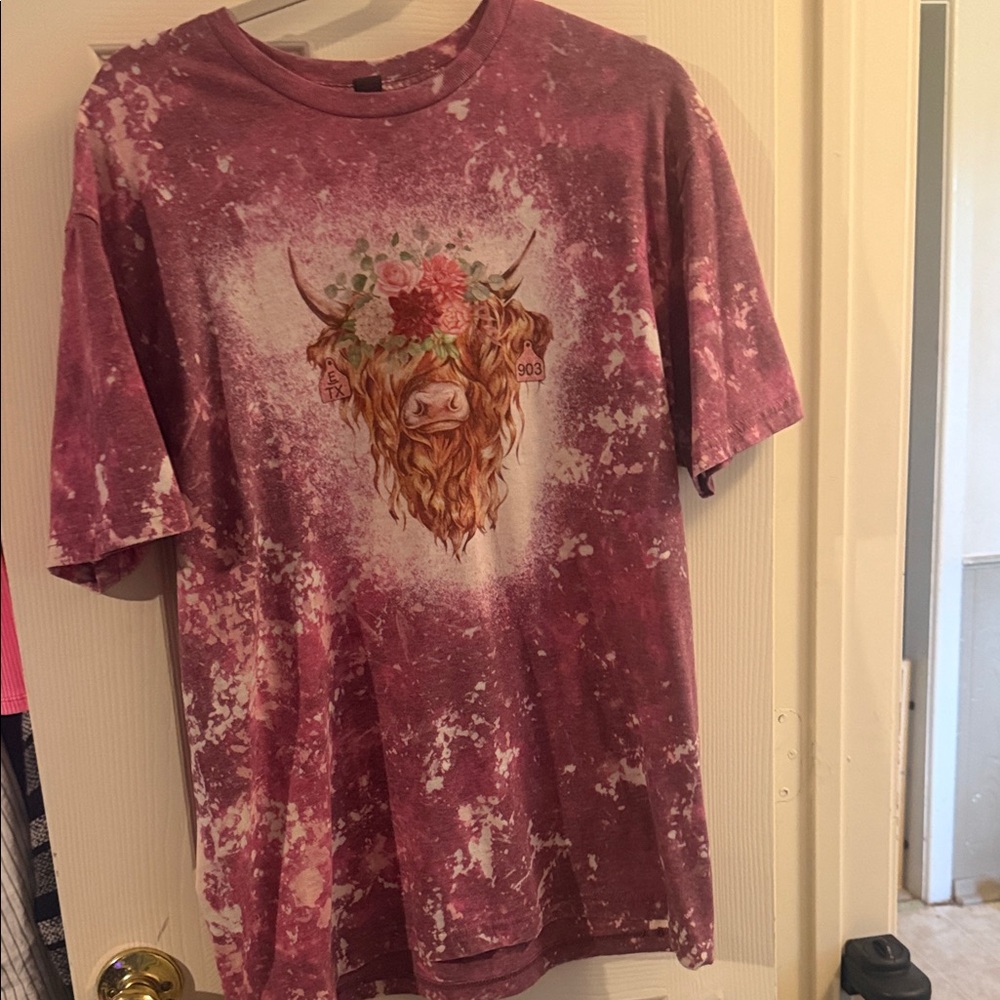 Tie-Dye Mauve Cow Graphic Tee